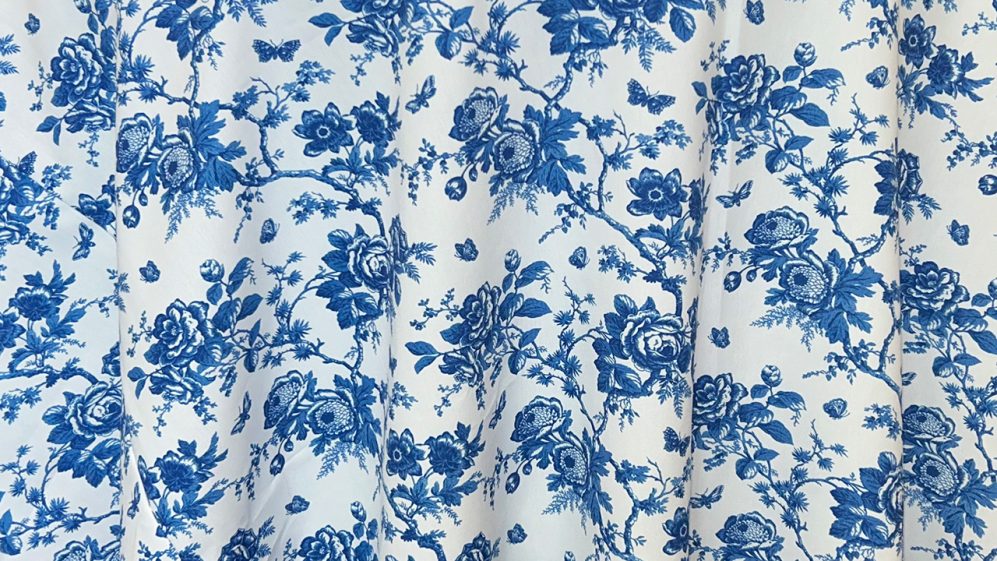 Blue Toile Linens and runners for rental